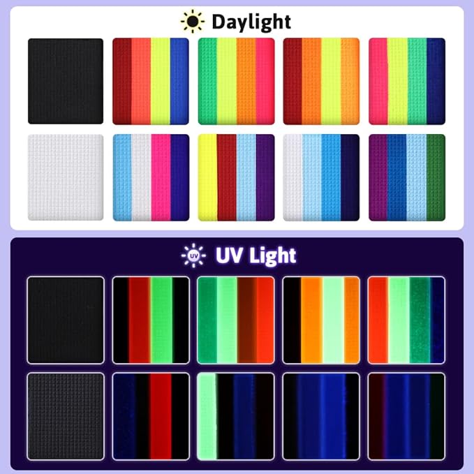 Janolia Rainbow Face Paint Kit - UV Fluorescent Split Cake, Water Activated Body Paint for Kids' Halloween, Carnival & Easter