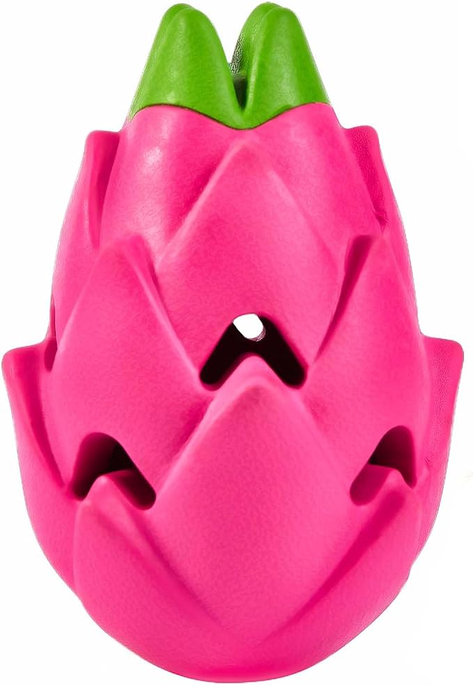 AUSCAT Dog Treat Dispensing Toys, Dispensing Puzzle Dog Toy, Rubber Dog Treat Dispenser, Interactive Stimulation Dog Food Toys, Pitaya Shape