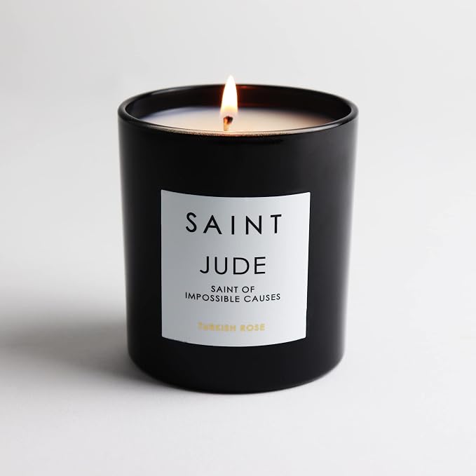 SAINT Jude Scented Candle with Prayer and Prayer Coin | Saint of Impossible Causes, Soy Coconut Aromatherapy Candle with 50 Hour Burn Time