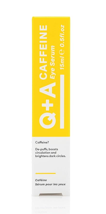 Q+A Caffeine Eye Serum (15ml), Brightening Eye Serum, 99.9% Natural Caffeine Treatment for Dark Circles, Puffiness & Fine Lines, with Green Tea & Pomegranate Antioxidants, Anti Aging Skincare