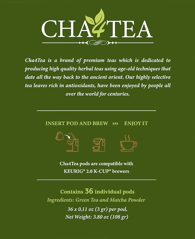 Cha4TEA 36-Count Matcha Green Tea for Keurig
