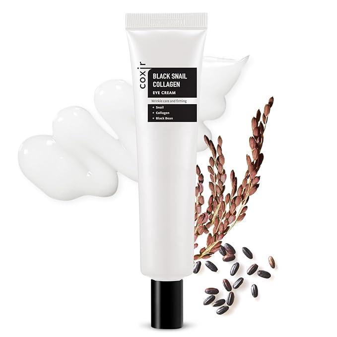 coxir Black Snail Collagen Eye Cream – Firming & Hydrating Snail Mucin, Collagen & Niacinamide for Puffiness, lifting & Dullness under eyes area | Korean Eye Treatment (30ml)