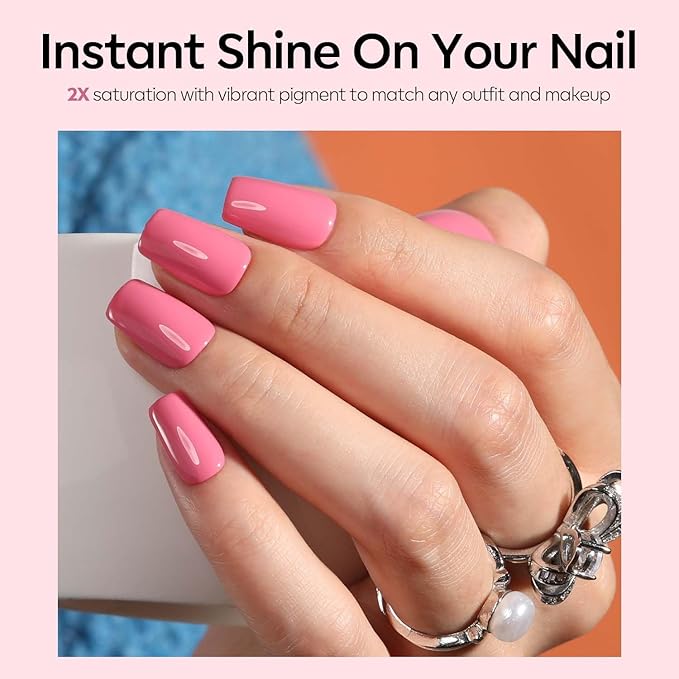 modelones Pink Gel Nail Polish Purple Gel Polish Nail Polish High Gloss Soak Off U V Valentine Nail Manicure Salon DIY for Women Girls 15 ML