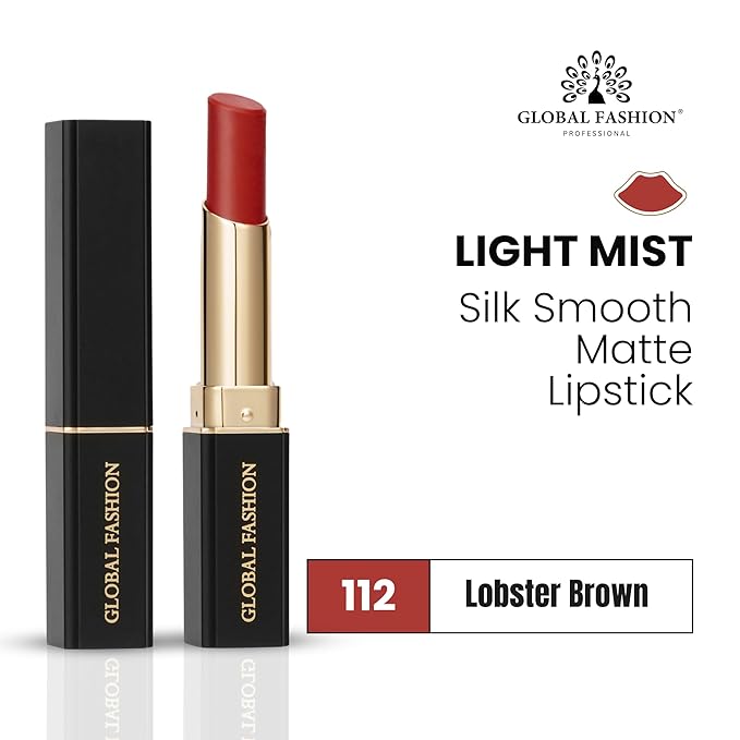 Global Fashion Silk Smooth Matte Lipstick – Long-Lasting, Luxurious Color, Rich Hydration, Lightweight Formula, Lightweight Matte Lip Color for Women, Available in Multiple Shades (112, 0.12 oz)