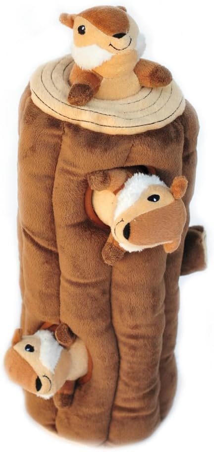 ZippyPaws Burrow Interactive Dog & Puppy Toys for Boredom - Chipmunk Log