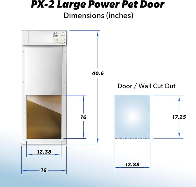 Genuine Power Pet WiFi Automatic Pet Door, Large, Wall Mount, Factory Refurbished, Certified, Full Warranty, Pet Operated, App Control, Unlimited 24/7 Exit & Entry Timers, Auto Dead-Bolt Security USA