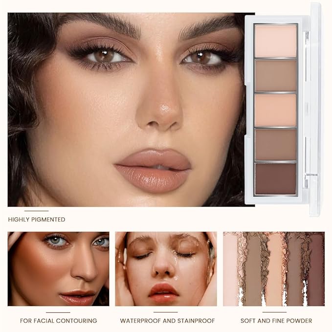 Mini 5-Color Matte Nude Neutral Brown Eyeshadow Palette, Soft Ivory Peach Nude & Mocha Browns, High Pigment Blendable Long-Lasting All Matte Eye Shadow Kit for Daily Natural Makeup & Mature Eyes 1