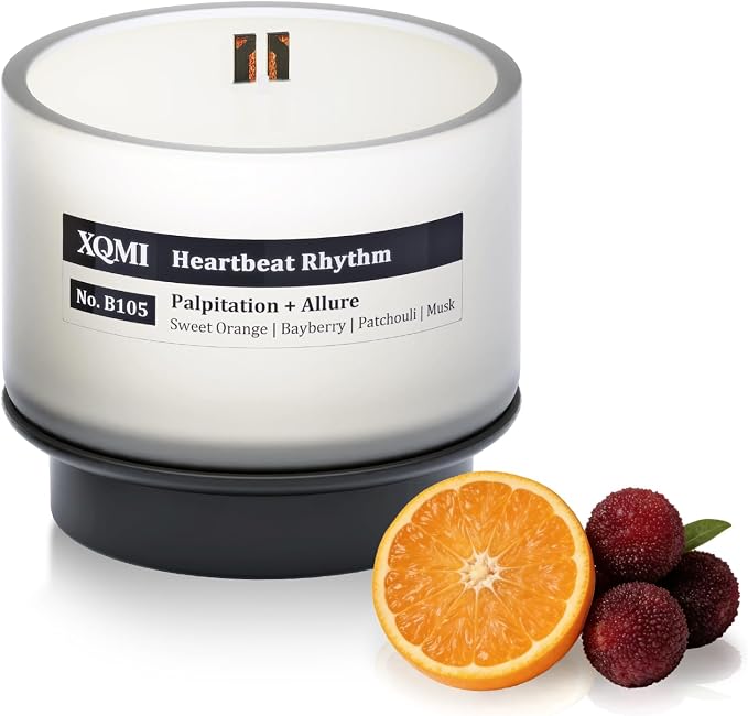 Smart Scented Candle Refill,Heartbeat Rhythm, 4.25oz Soy Wax with 13% Perfume-Grade Oils, ±35H Burn Time, Wooden Wick, Explosion-Proof Glass (Sweet Orange| Bayberry|Patchouli| Musk)