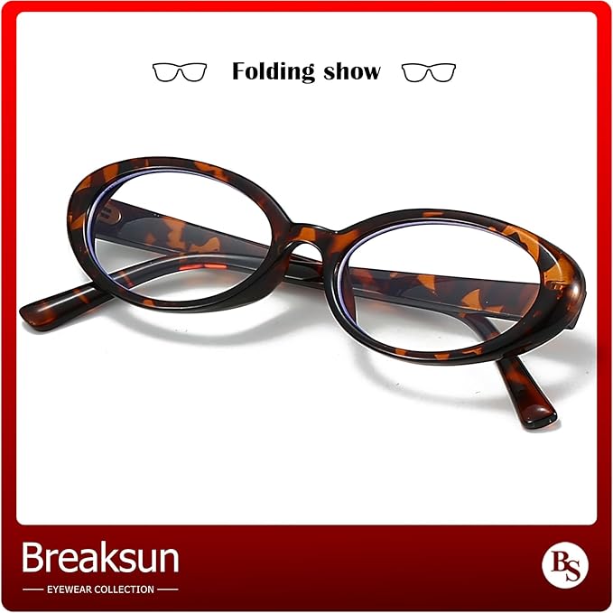 Breaksun Retro Oval Sunglasses for Women Men Fashion Small Oval Sunglasses 90s Vintage Shades