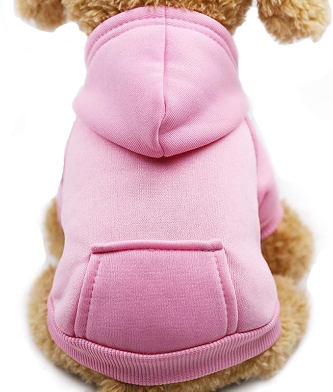 Soft Dog Hoodies for Small Dogs, Warm Fleece Puppy Clothes with Pocket | Jecikelon cold weather coat, cute puppy costume, breathable sweatshirt for dogs girl & boy, machine washable, easy on & off
