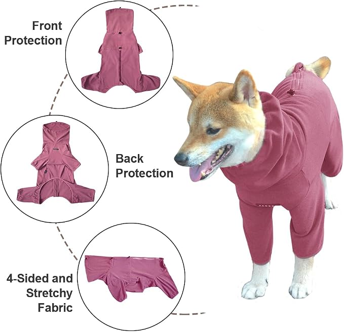 Dog Pajamas for Large Dogs,Extra Large Stretch, Suitable for Adult, Medium-Sized Dogs, Large Pet Jumpsuit Four-Legged Dog Clothes, Pet Clothing. (Red Color, 2XL)