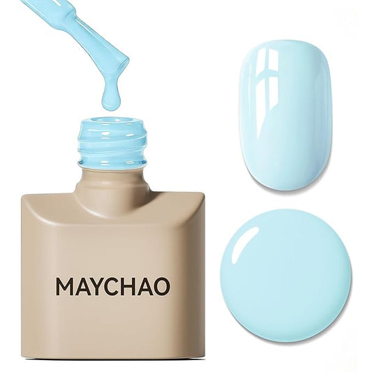 MAYCHAO 15ML Sky Blue Gel Nail Polish 1Pc Light Blue Gel Polish Soak Off UV LED Nail Polish Nail Art Starter Manicure Salon DIY at Home, 0.5 OZ