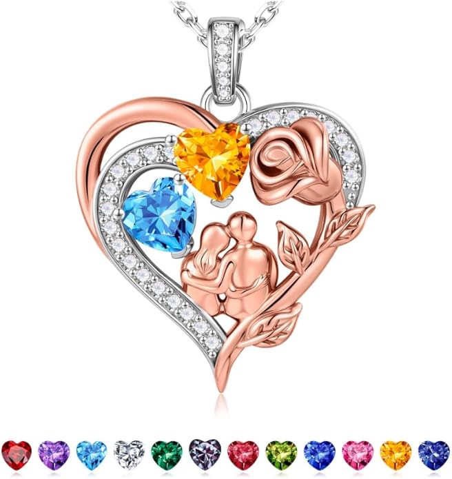 Iefil Valentines Day Gifts for Her - 925 Sterling Silver Birthstone Necklace for Women, Anniversary Birthday Gifts for Wife Girlfriend Mom