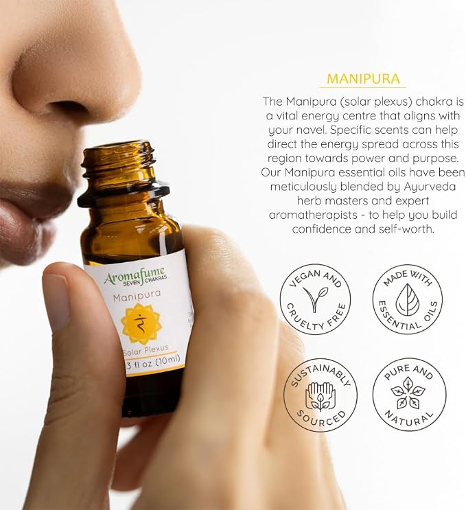 Solar Plexus Chakra, Root Chakra, Throat Chakra Essential Oil Diffuser Blends by Aromafume | 3 x 10ml/0.33 fl oz| Aromatherapy Oils for Chakra Balance | Chakra Incense for Meditation, Yoga, Reiki