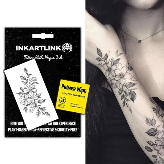 INKARTLINK Semi Permanent Tattoo, 15-day Temporary Tattoo, Flower Tattoo for Women, Waterproof and Anti-reflective, Exquisite Packaging, Unique Design (Flowers 3)