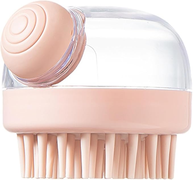 Scalp Massager Hair Growth,Pink Silicone Hair Massager Scalp Brush with Shampoo Dispenser for Relaxing and Cleansing