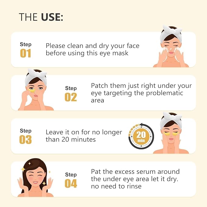 24 Pairs 24K Gold Under Eye Patches Face Masks Dark Circles Puffy Eye Bags Collagen Skincare Spa Trip Gift Eye Mask