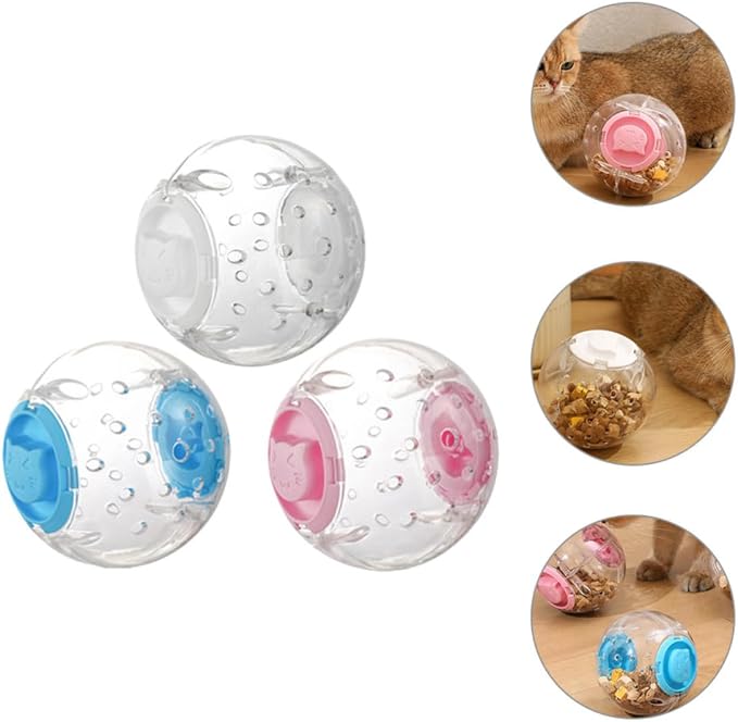 VANZACK 3pcs Interactive Pet Treat Dispenser Balls for Cats and Dogs, Abs Material Chew for Playing and Reward, Stress Relief and Bonding for Indoor Use