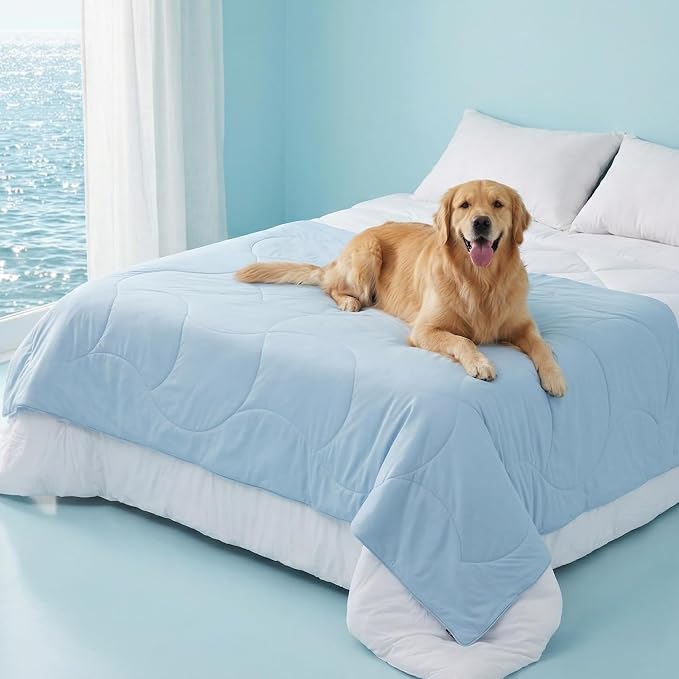 ZOMISIA Premium Cooling Dog Blanket for Bed - Q-MAX>0.5 Breathable Washable Dog Cooling Mat, Travel Soft Pet Summer Essentials, Blue, 60"x80"