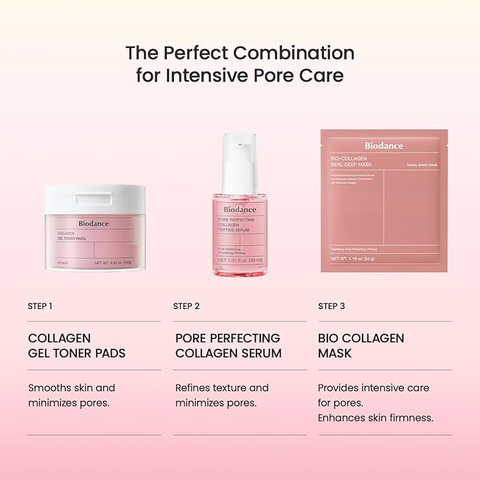 BIODANCE Pore Perfecting Collagen Peptide Serum, Skin Firming & Radiance, Plumping, Pore Care, Makeup Prep Serum for All Skin Types, Korean Skin Care, Valentines Day Gifts for Her | 1.01 fl.oz x 1 ea