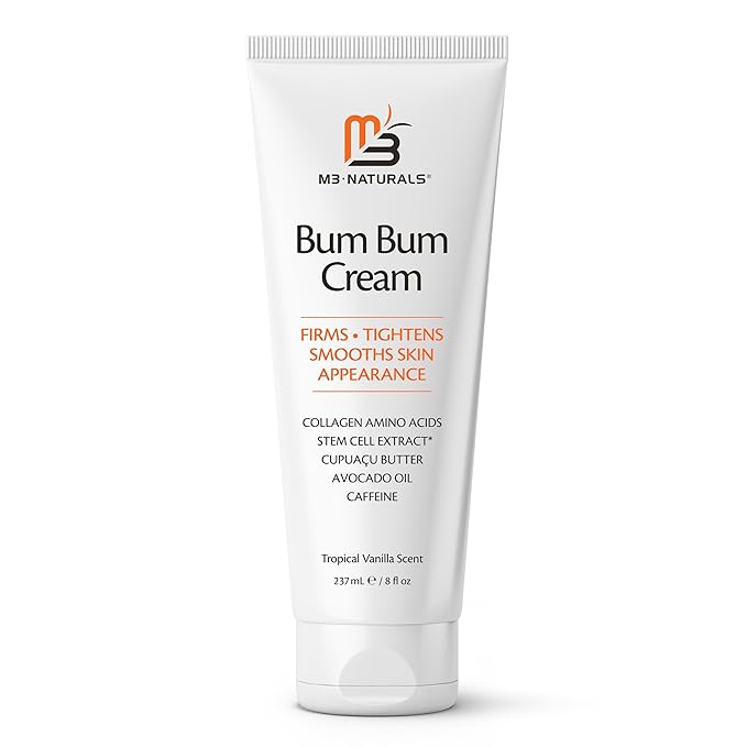 Bum Bum Cream with Lemon Vanilla Scent, 2-in-1 Skin Care Cellulite Treatment & Massage Lotion, Non-Greasy Skin Tightening for Firm Butt, Belly, and Thighs with Cupuaçu, Collagen, and Caffeine, 8 Fl Oz