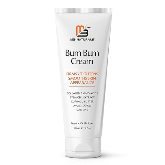 Bum Bum Cream with Lemon Vanilla Scent, 2-in-1 Skin Care Cellulite Treatment & Massage Lotion, Non-Greasy Skin Tightening for Firm Butt, Belly, and Thighs with Cupuaçu, Collagen, and Caffeine, 8 Fl Oz