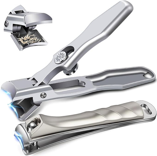 Nail Clippers for Men Thick Nails, Large Toenail Clippers for Seniors Thick Toenails with Wide Opening, Ultra Sharp Anti Splash Fingernail Clipper Cutter Long Handle with Catcher