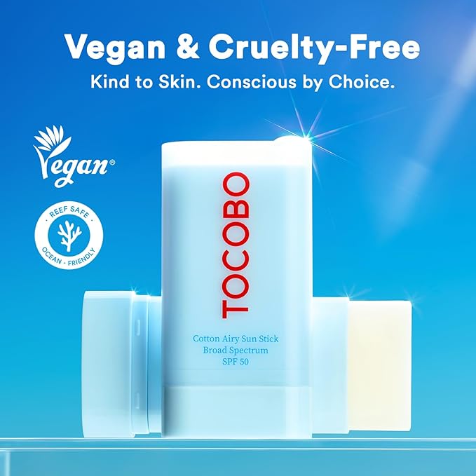 Cotton Airy Sun Stick SPF 50 Broad Spectrum Korean Matte Sunscreen Stick for Face - Travel Size Sebum Control Sunblock -Vegan, Lightweight, Non-Sticky 0.67 oz
