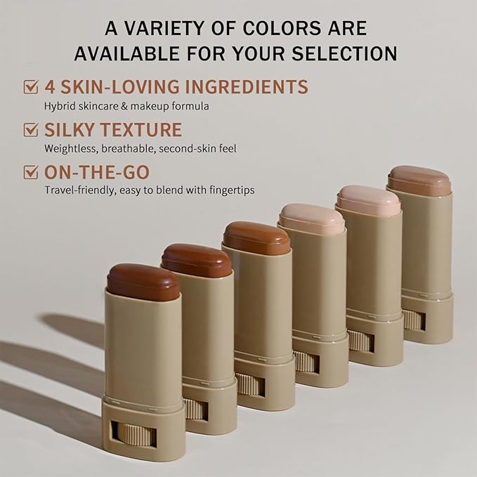 Beauty Balm Serum Boosted Skin Tint with Brush– Lightweight Essence Tinted Foundation Stick for Flawless Sheer to Full Coverage, Natural & Breathable Contour Stick for Face Makeup (#02)