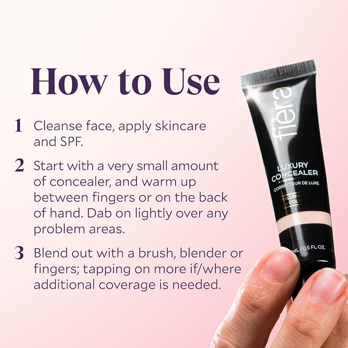 Fièra Luxury Concealer & Foundation with Anti-Aging Ingredients - Full Coverage for Dark Circles, Wrinkles, Fine Lines, and Spots, All-Day Wear For Mature Skin - Deep, 0.5 FL. OZ. / 15 ML