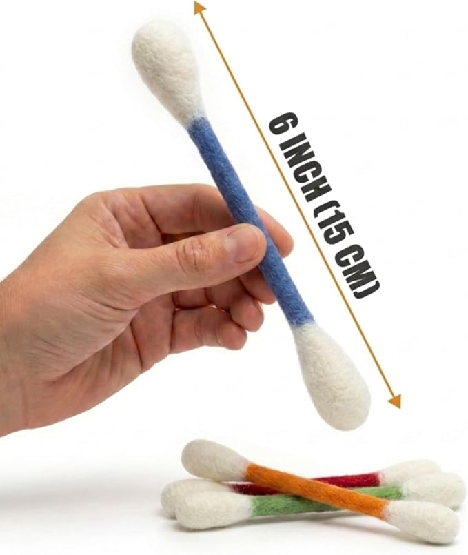 Glaciart One Swabs Cat Toys with Catnip - 6 Pk | Durable for Chew, Cute Cat Toys Interactive Kitty for Boredom, Exercise, & Play | Filled w/Organic Catnip for Anxiety & as Digestive Aid | Gift Idea