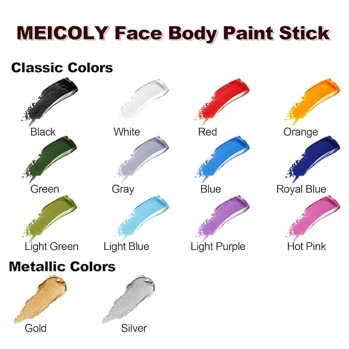MEICOLY Grey Face Body Paint Stick(1.06 Oz),Sweatproof Waterproof Full Body Paint ,Blendable Face Paint for Halloween SFX Zombie Homestuck Grayscale Cosplay Makeup