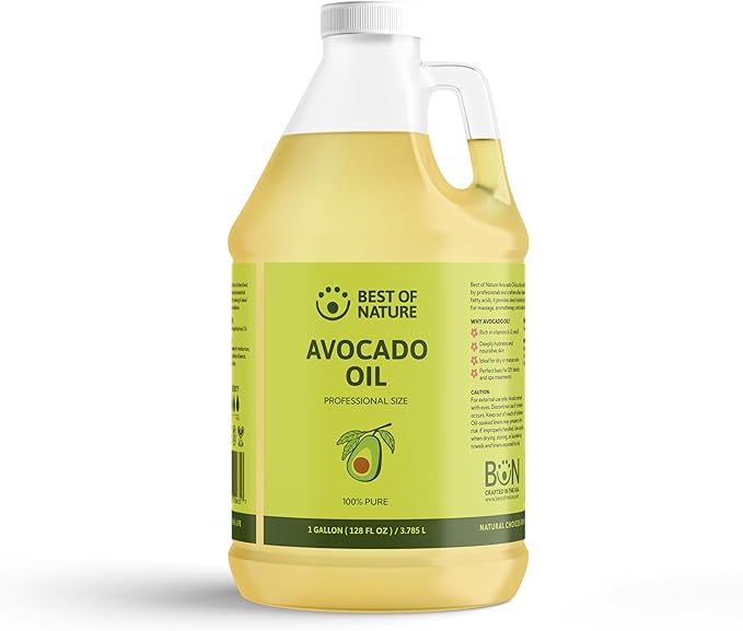 Best of Nature 100% Pure Avocado Oil – Natural Massage Oil, Moisturizing Body & Hair Oil, Unscented Skincare & Carrier for Essential Oils, Gallon (128 Fl Oz)
