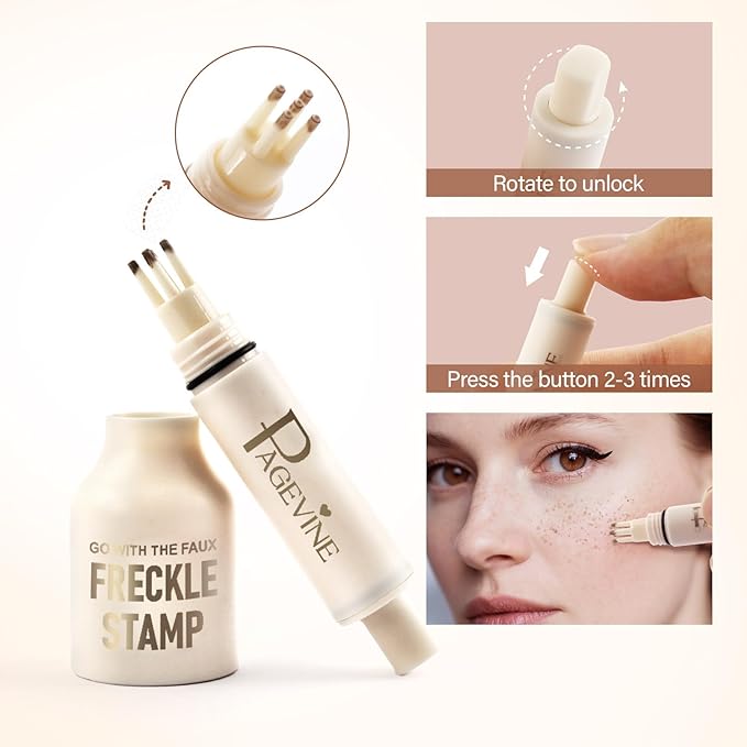 Freckle Stamp Pen, Natural Fake Freckle Makeup Pen，Waterproof Quick Dry Long Lasting Soft Faux Freckles, Lifelike Magic Stamp Marker for Sunkissed Makeup (Light)