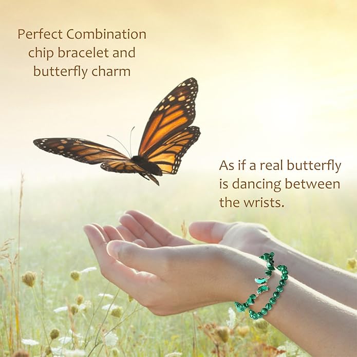 DUQGUHO 2Pcs Butterfly Bracelets for Women Healing Crystals Bracelets for Women Natural Gemstone Bead Bracelet Cute Butterfly Charm Bracelet Stretch 8mm Crystal Jewelry Gifts for Women