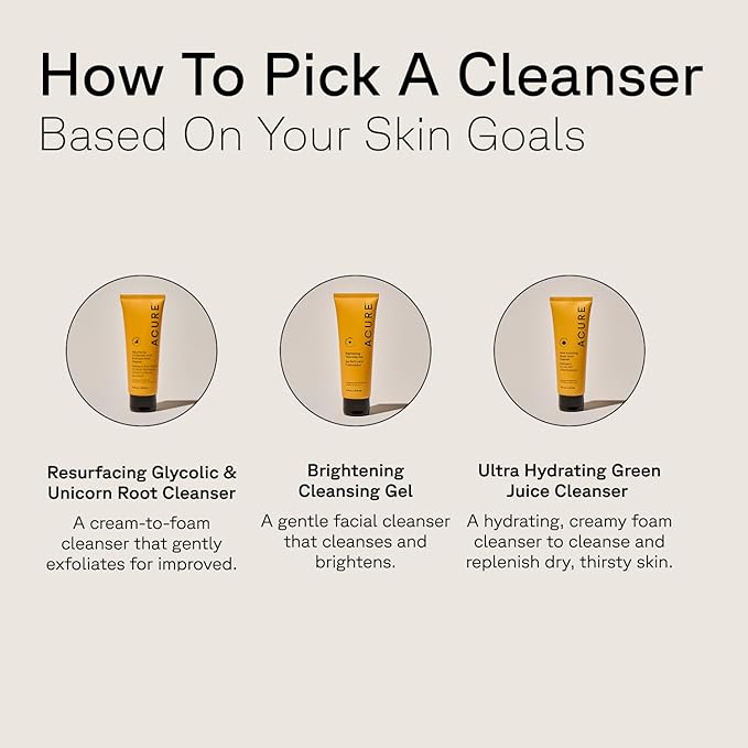 Acure Brightening Cleansing Gel - Vegan Face Scrub, Gentle Facial Cleanser for Radiant Skin with Pomegranate, Blackberry & Acai Infused, Antioxidant-Rich Formula for All Skin Types - 4 fl oz