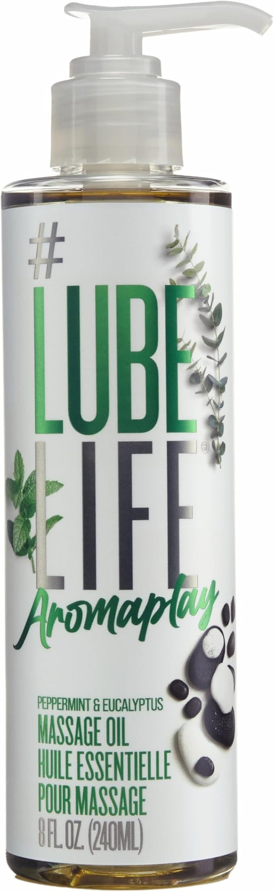 LUBELIFE Aromaplay Eucalyptus and Peppermint Massage Oil, Essential Oil for a Revitalizing Full Body Aromatherapy Massage, 8 Fl Oz