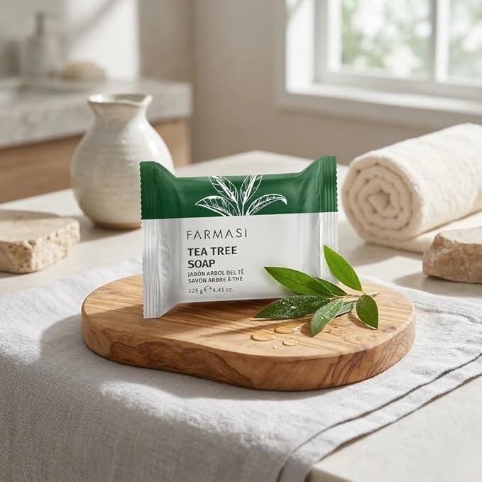 FARMASi Tea Tree Soap, Blemish Prone and Oily Skin Cleansing Bar for Face and Body, Clarifying Daily Cleanse, 4.41 oz