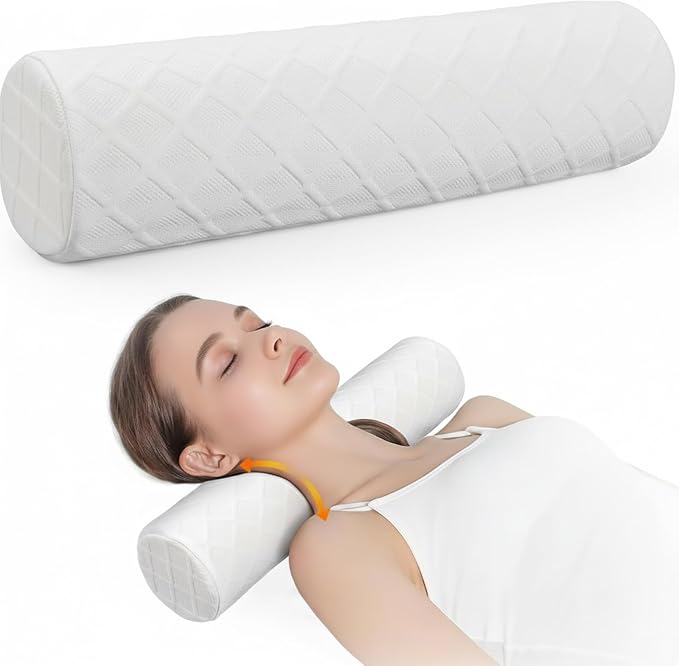 Cervical Memory Foam Neck Roll Pillow Comfortable Breathable(3.9) | Neck Support Pillows for Sleeping 3.9in H Small Round Circle Pillow Cylinder Pillows for Back Lumbar Leg Yoga Pain Relief