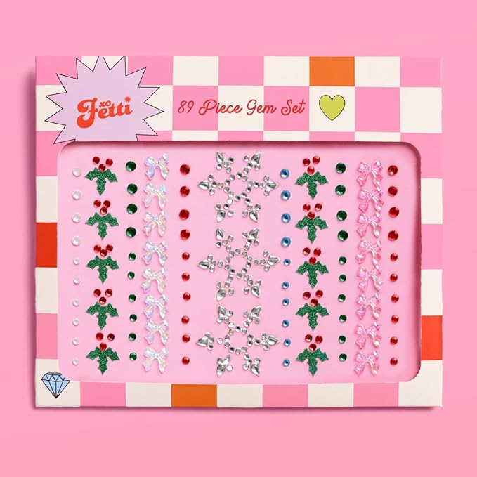 xo, Fetti Holiday Face Gems - 89 pcs. | Christmas Face Stickers, Snowflake Rhinestone Accessory, Winter Wonderland Party Decorations