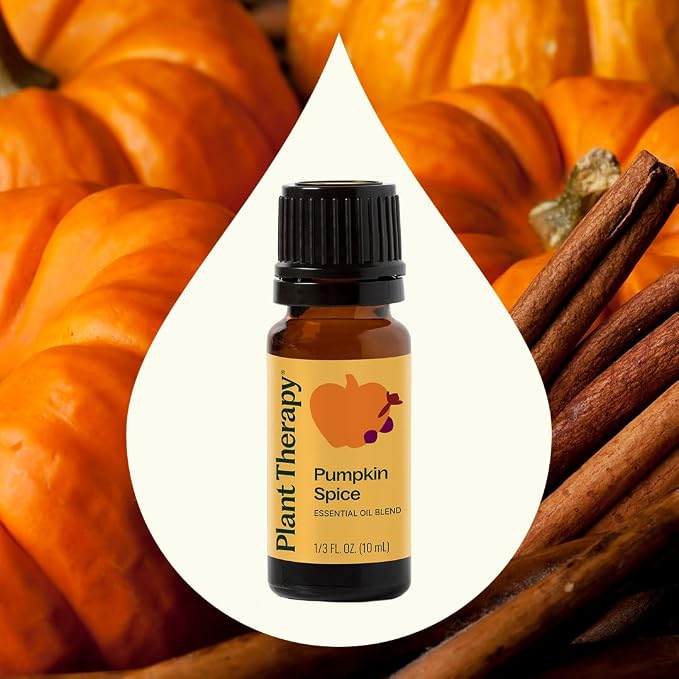 Plant Therapy Pumpkin Spice Fall Essential Oil Blend 10 mL (1/3 oz) Warm & Cozy Blend of Spices, Perfect Fall Scent, Mood-Boosting & Inviting