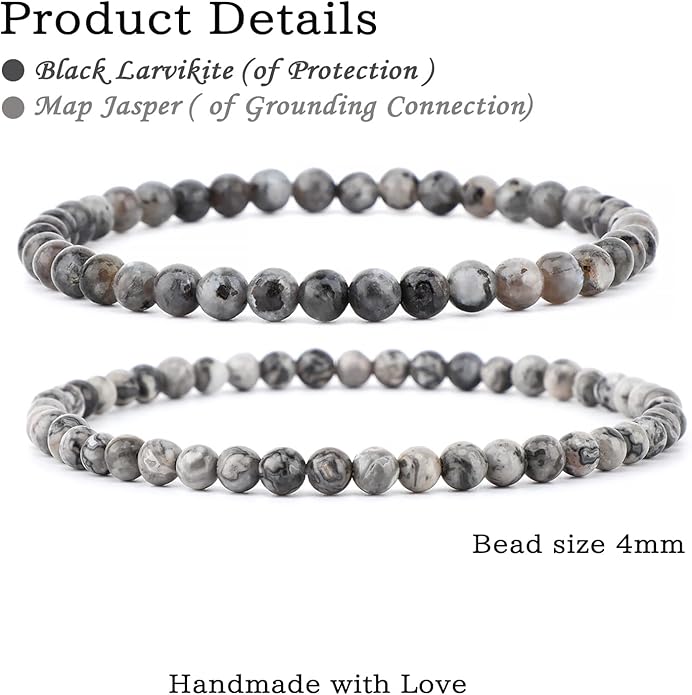 NCB 2.3-Piece 4mm Natural Crystal Gemstone Stretch Bracelets – Handmade Reiki Energy Healing Jewelry for Meditation,Yoga, Unisex