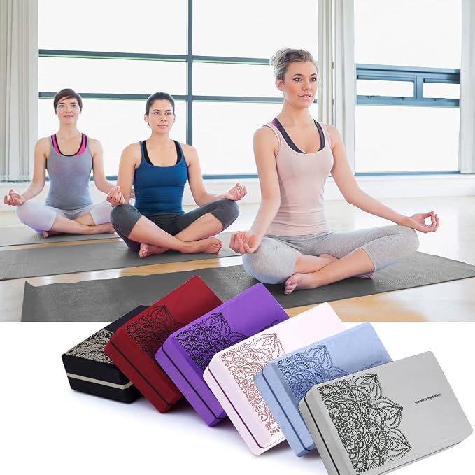 nuveti Yoga Blocks Set of 2, High Density Yoga Brick Foam Blocks to Improve Strength, Flexibility and Balance Brick Foam Blocks