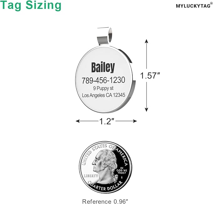 MYLUCKYTAG Personalized QR Code Pet ID | Dog & Cat Collar Tag | Online Profile with Instant Scanned Location Alert Email