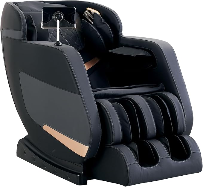 4D Massage Chair Full Body|Zero Gravity Shiatsu Massage Chairs Recliner with Heated Bluetooth Speaker Airbag Yoga Stretch, Foot Roller (Black)