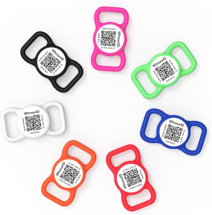 QR Code Dog Tag with NFC, Personalized Pet ID Tag, Silicone Dog ID Tag, Modifiable Pet Online Profile, Multiple Emergency Contact, Scan QR Code Send GPS Location Email (Regular, Orange)