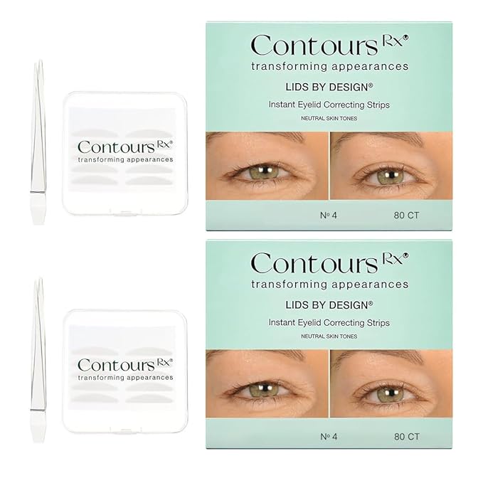 Contours Rx Lids by Design - Non-Surgical & Transparent Eyelid Lift Strips - for a More Youthful-Looking Appearance, Lid Lifting Treatment, Eyelid Tape for Hooded Eyes (4mm)160ct