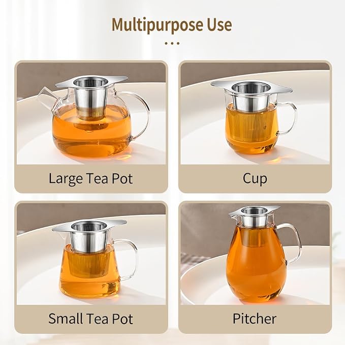 Tea Infuser for Loose Leaf Tea, 18/8 Stainless Steel Loose Leaf Tea Steeper with Drip Tray, Extra Fine Mesh Tea Strainer Diffuser 1Pack