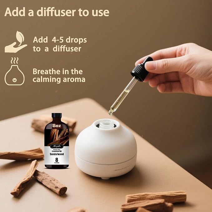 Sandalwood Essential Oil-8.33 fl oz for Diffuser, Massage, Skin Care, DIY Soap, Candle, Meditation, Yoga, Relaxation, Gift Ready