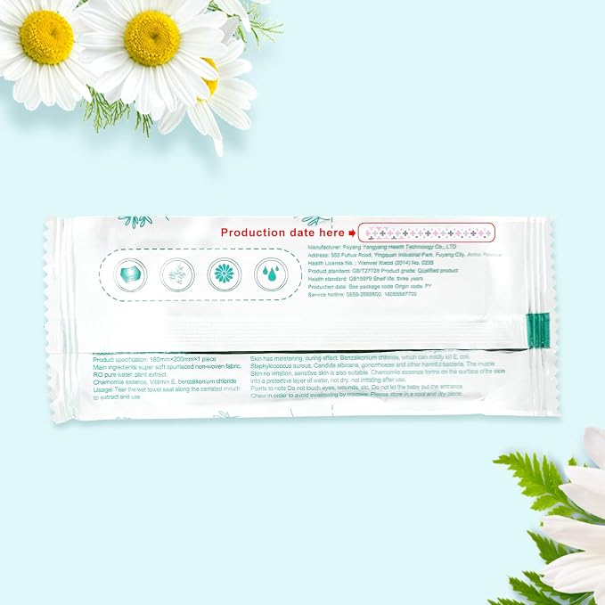 Travel Feminine Hygiene Wipes, Individually Wrapped Wipes, 100 Pack | Chamomile pH-Balanced Feminine Wipes, Individually Wrapped Portable Large Hygiene Wipes for Friends & Homeless Care